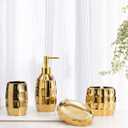 Bathroom Accessories Set, Golden Mosaic Ceramic Bathroom Accessory Sets Include Lotion Dispenser, Toothbrush Holder Tumbler, and Soap Dish