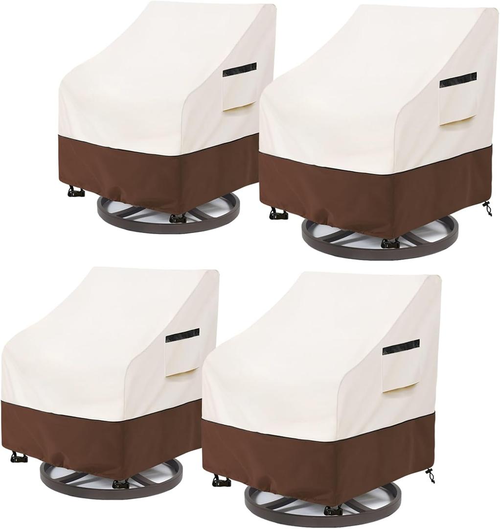 Patio Chair Covers Waterproof Patio Furniture Covers,33W x 37D x 38.5H Inches Outdoor Swivel Chair Cover 4 Pack -Beige