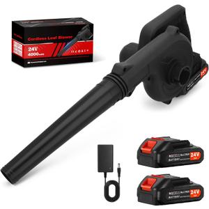 Leaf Blower Cordless, 2 x 24V 2.0Ah Battery and Charger, 150CFM 130MPH Electric Cordless Leaf Blower with Brushless Motor, Handle Electric Blower Cleaner