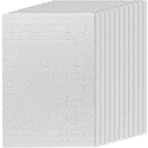 JAPCHET 12 Sets 15 x 11 Inches Sublimation Puzzle Blanks, 200 Pieces White Blank Sublimation Jigsaw Puzzles, DIY Custom Puzzle for Heat Press Thermal Transfer Printing Craft