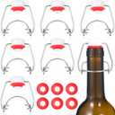 6 Pcs Flip Top Bottle Replacement Caps with 6 Sealing Silicone Gasket Flip Top Stopper for Glass Bottles Swing Lids Fit 8/17.5/26/35oz Bear Bottles