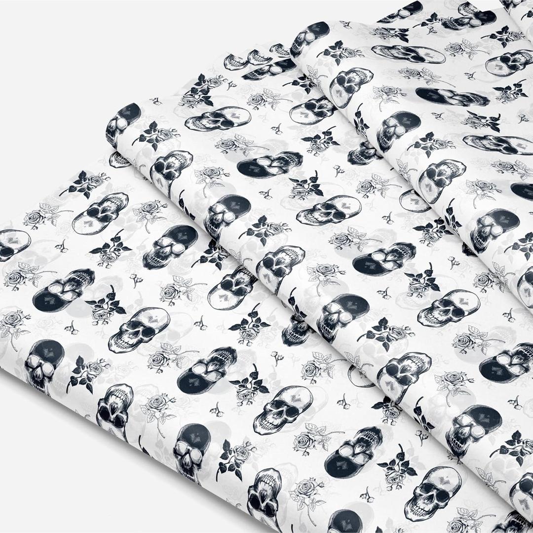 Package Mint Tissue Paper for Gift Wrapping (100 Sheets, 20x30 Inch)-Colored, Decorative Tissue Paper for Gift Bags, Packaging, and Small Business-Skull Rose Pattern