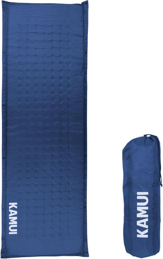 KAMUI Self Inflating Sleeping Pad - 2 Inch Thick Camping Pad Connectable with Multiple Camping Mats Designed for Tent, Couple, and Family Camping (Medium, Blue)