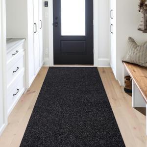 ANTPOP 2FT x 8FT Non Slip Runner Rug - Waterproof Washable Outdoor Runner Rug for Hallway, Patio, Laundry Room, Custom Length Carpet Runner for RV, Entryway, Indoor Outdoor, Black