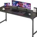 55 Inch Computer Desk, Office Desk, Spacious Desktop, Black | Modern Gaming Desk for Bedroom, Study, Work, Gaming & Writing, Large Legroom, Sturdy Metal Frame, Small Spaces