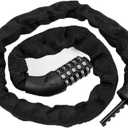 Bike Chain Lock 5 Digit Combination, Heavy Duty 4ft Resettable Anti-Theft Bicycle Chain Lock with Protective Sleeve & Dust Cover for Adult Bikes, E-Bikes, Scooters, Motorcycle, Gates & Fences