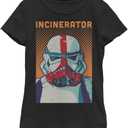 STAR WARS Mandalorian Halftone Incinerator Girls Short Sleeve Tee Shirt (Large, Black)