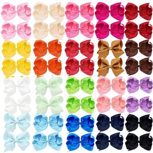 40PCS 4 Inch Hair Bows for Girls,Hand-made Grosgrain Ribbon Hair Bow Alligator Clips Hair Accessories for Toddlers Baby Girls Kids Teens in Pairs