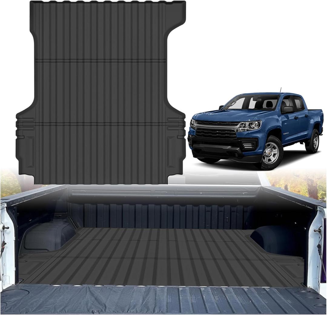 Powerty Truck Bed Mat for Chevy Colorado/GMC Canyon 2015-2022 Accessories 5FT Vehicle Bed All Weather Truck Bed Liner TPE Pickup Bed Mat Black