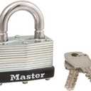 Master Lock 500KABRK Breakaway Shackle Laminated Steel Padlock, Silver, 0.281 in. shackle diameter