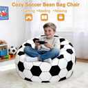 Jorbest Soccer Bean Bag Chair for Kids and Teens, Memory Foam Bean Bag Chairs with Washable Velvet Cover, Soccer Bean Bag Sofa for Lounging, Gaming, Reading, Sports Room Decor, X-Large 30" W x 18" H