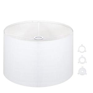 Large Drum Lamp Shades 16" Top X 16" Bottom X 10" High, Seaside village Medium Lampshades White Lampshades Natural Linen Hand Crafted, Easy Assembly Required，Lnclude E26-E14-11mm Adapter Ring