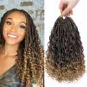 Goddess Box Braids Crochet Hair 12 Inch 8 Packs Pre-looped Bohemian Crochet Boho Box Braids With Curly Ends 3X Crochet Braids Hair for Women Synthetic Braiding (12 inch, T27)