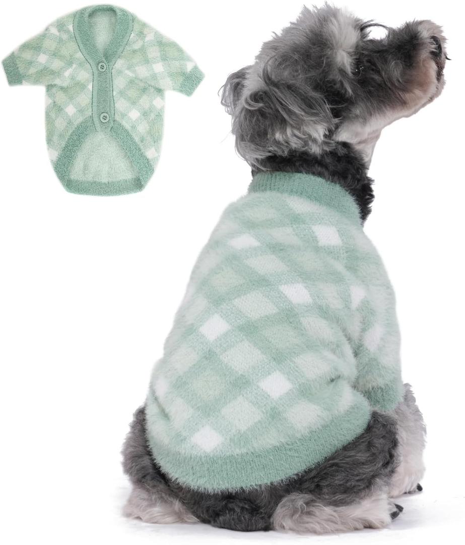 Dog Sweater, Sweaters for Small Dogs, Warm Soft Pet Clothes for Puppy, Medium Large Cat, Dogs Girl or Boy, Dog Shirt for Winter Christmas (Green, X-Small)