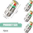 4 PCS Car Tire Pressure Monitor Valve Stem Caps, 2.4Bar 36PSI Tire Pressure Monitor Sensor Indicator, 3 Color Eye Alert Tire Pressure Monitor Valve Caps with Pressure Gauge