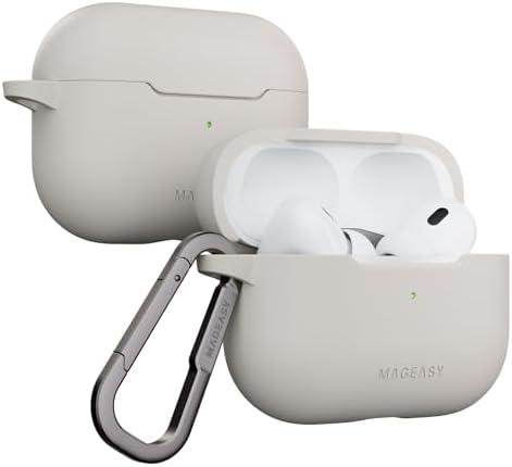 MAGEASY Designed for AirPods Pro 2 Case - Shockproof Protective Case for AirPods Pro & Pro 2, Stain-Resistant, Smooth & Skin-Friendly, Support Wireless Charging - Skin (Starlight White)