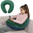 HOMBYS Crochet Pillow for Lap Support,Gaming Pillow for Lap,Lap Pillow for Reading & Crocheting,Soft Lap Desk Pillow,Reading Pillow,Crochet Pillow for Lap Support,Arm Pillows for Adults, Blue/Army Green