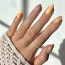Glamnetic Press On Nails - Sunny Shores | Short Almond Orange Fake Nails with 3D Starfish, Salon Quality Summer Nails | 15 Sizes - 30 Nail Kit with Glue