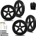 4Pcs 8 Inch Solid Replacement Wheels - Environmentally Friendly Rubber Material, Wear-Resistant PU Tires, Anti-Slip, and Durable ABS Wheel Hub - Easy to Install (4 Pcs)