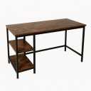 Modern & Industrial Computer Desk, Home Office Desk with Storage Shelves, Wood Study Writing Table for Bedroom, Living Room, Rustic Retro Brown, 55 Inch