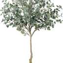 Eucalyptus Tree Artificial 7ft - Faux Eucalyptus Tree in Plastic Nursery Pot with 995 Silver Dollar Leaves - Artificial Trees for Office House Living Room Home Decor Indoor