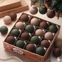 24 Pcs Neutral Matte Christmas Ball Ornaments 2.4 Inch Rustic Boho Brown Green Tan Xmas Bulbs Ornament Vintage Xmas Baubles Modern Christmas Decor for Tree Farmhouse Decor