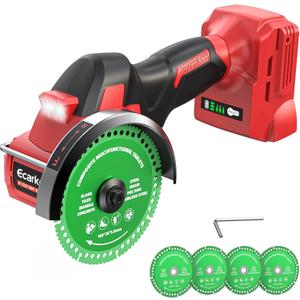 Ecarke Cordless Cut Off Tool Compatible with Milwaukee 18V Battery, 4" Circular Saw Brushless Motor with Blades, 18000 RPM Mini Cut Off Tool Kit for Wood/Metal/Plastic/Tile/Stone Cutting, NO BATTERY