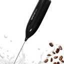 SIMPLETASTE Milk Frother Handheld Electric Foam Maker, Drink Mixer with Stainless Steel Whisk for Cappuccino, Bulletproof Coffee, Latte, Midnight Black, without Stand, Battery Operated
