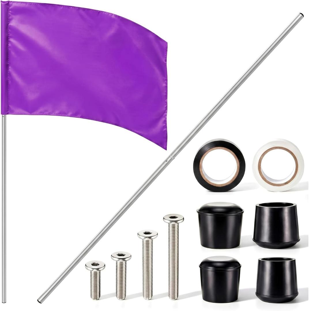 Jecery Color Guard Flag and Pole Set 6ft, Purple 36x54 Curved Practice Flag