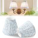 VIHOSE Small Pleated Lamp Shades Set of 2 Blue Tree Slant Small Sconce Lampshades Clip on Bulb 3" Top x 5.5" Bottom x 4.7" Classic Pleated Style Bulb Cover for Wall Sconces Pendant Lighting Chandelier