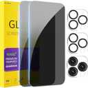 PEHAEL 2+2Pack for iPhone 15 Pro Privacy Screen Protector with Camera Lens Protector Full Coverage Anti-Spy Tempered Glass Film 9H Hardness Easy Installation Bubble Free [6.1 inch]