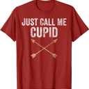 Just Call Me Cupid Shirt Retro Arrow Valentine Day T-Shirt, Small