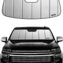 Pigenius Windshield Sun Shade for Chevy Tahoe Suburban 2021-2024, GMC Yukon/Yukon XL 2021-2024, Cadillac Escalade/Escalade ESV 2021-2024, Premium Grey Leather Finish