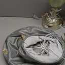 Bedside Table Lamp Set of 2 with Nightlight and USB A+C Ports, 27'' High Vintage Table Lamps with Silver Leaf Finish and Embroidered Shade, Nightstand Lamps Decor for Bedroom Living Room Home Office