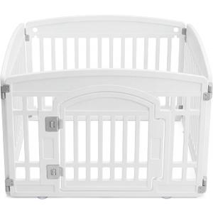 NEWBULIG Dog Playpen 24 Inch 4 Panels Plastic Pet Play Pen Fence | Portable, Secure Locking Door, Indoor Outdoor Yard RV Camping, Small Medium Dogs, White
