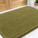 OLANLY Dog Door Mat for Muddy Paws 30x20, Absorbs Moisture and Dirt, Absorbent Non-Slip Washable Doormat, Quick Dry Chenille Mud Mat, Entry Indoor Entryway Carpet for Inside Floor, Olive Green