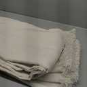 Sofa Cover Outdoor, Creamy White Solid Color with Tassel Furniture Protector Sofa Cover, Chenille, 71" W x 118" L