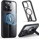 ESR for iPhone 15 Pro Max Case with Kickstand, Military-Grade Shockproof Protection, Magnetic Fully Adjustable Flickstand Phone Case, Compatible with MagSafe Accessories, Boost Series, Clear Black