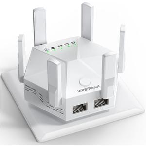 2024 WiFi Extender Signal Booster for Home Powerful 6 Antennas WiFi Booster - up to 10000 sq.ft Coverage, 1200Mbps Dual Band 5GHz/2.4GHz Long Range Wireless Internet Booster WiFi Repeater (White)