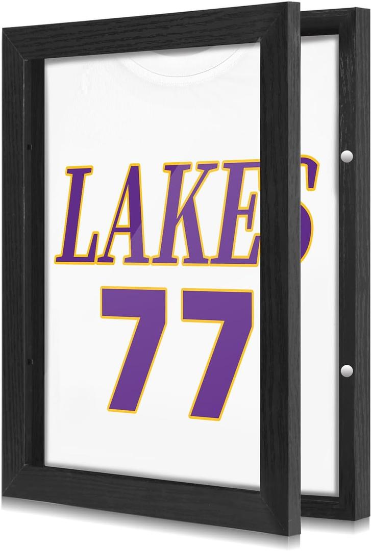 16" x 20" T Shirt Frames for Wall Display, Jersey Frame Display Case with UV Protection Acrylic, Wood Shadow Box Frame Depth of 1", Display Case for T Shirts, Jerseys, Memorabilia (Black)