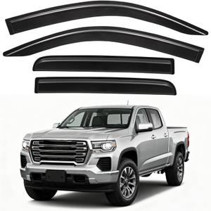 4pcs Tape-On Rain Guards for Chevy Colorado/GMC Canyon 2023 2024 2025 Outside Mount Window Visor Tinted Sun Vent Shade Deflector Compatible with Chevrolet Colorado/GMC Canyon Accessories