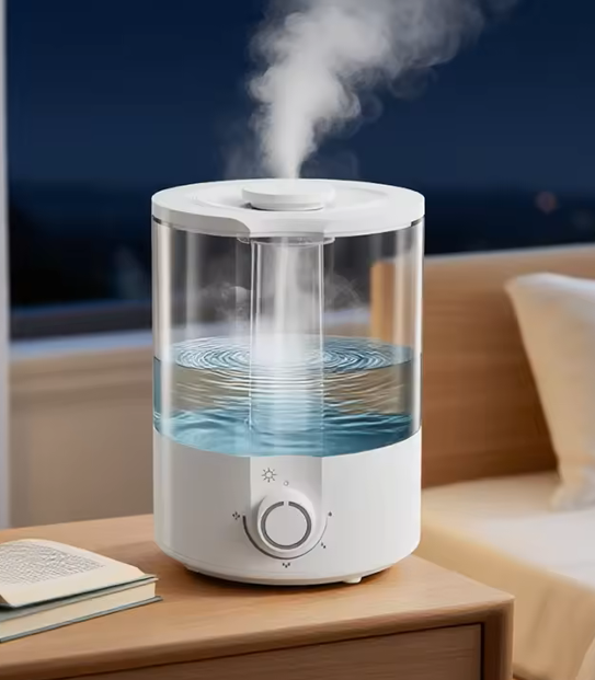 Desktop Humidifier Oil Diffuser Household Mute Top Fill Humidifier with Adjustable 360° Rotation Nozzle Auto Shut-Off 4.5L Transparent Water Tank Floor Humidifiers