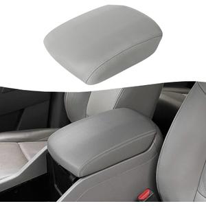 KBH Car Center Console Lid Cover Replacement for Honda Pilot 2009-2015, Vinyl Leather, Armrest Replace Covering, Anti-Scratch, Gray (Leather Part Only)