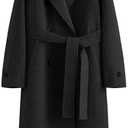 Peaceglad Womens Pea Coats Fall Long Trench Coat Double Breasted Button Down Lapel Belted Peacoat S