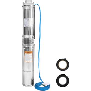 WASSERMANN 4" Deep Well Pump Submersible Well Pump with 10FT Cable,1/2HP,110V/60Hz,28GPM,179FT Head,Stainless Steel Submersible Borehole Well Water Pump for Home Farmland Irrigation and Factories