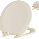 Angol Shiold Slow Close Wood Toilet Seat（Bone, Round 16.5''）
