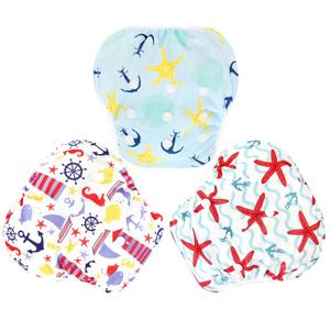 Langsprit 3 Pack Swim Diaper for Baby & Toddle, Reuseable Washable Diaper Swim for Swimming Lesson & Baby Shower Gifts (S, Sailing)