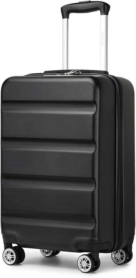 Kono Carry On Luggage 22x14x9 Airline Approved Lightweight Small Travel Suitcase with Spinner Wheels Hard Shell TSA Carry-On, Black