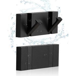 2 PackWaterproof Black Towel HooksFoldable Towel Hooks for BathroomsModern Coat HooksBlack Robe HooksBathroom Modern HooksFree PerforatedBathroom Towel HooksTowel Door HooksAlso for Kitchen.