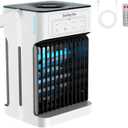 Portable Air Conditioners, Dual Motor & Fan Blades Evaporative Air Cooler with Remote, 3 Speeds & 3 Mist, Colorful Night Light Cooling Fan with 2-8H Timer, Personal AC Unit for Bedroom Office